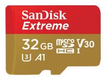 SanDisk Extreme - Flash-Speicherkarte (microSDHC/SD-Adapter inbegriffen) - 32 GB - A1 / Video Class V30 / UHS-I U3 / Class10 - microSDHC UHS-I