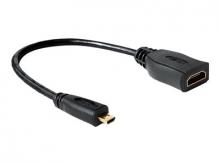 Delock High Speed HDMI with Ethernet - HDMI-Adapter - 19 pin micro HDMI Type D männlich zu HDMI weiblich - 23 cm - Schwarz