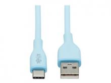 Tripp Lite Safe-IT USB-A to USB-C Antibacterial Cable, USB 2.0, Ultra Flexible (M/M), Light Blue, 6 ft. (1.8 m) - USB-Kabel - 24 pin USB-C (M) zu USB (M) - USB 2.0 - 91 cm - geformt, bis zu 480 Mbps - Hellblau - für P/N: U222-004, U222-007-R, U223-00