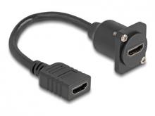 Delock - HDMI-Verlängerungskabel - HDMI weiblich zu HDMI weiblich schraubbar - 20 cm - Schwarz - unterstützt 4K 60 Hz (3840 x 2160)