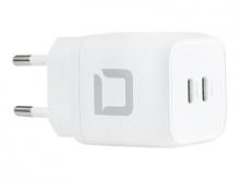 DICOTA Comfort - Netzteil - 45 Watt - 2.5 A - 2 Ausgabeanschlussstellen (24 pin USB-C) - weiß