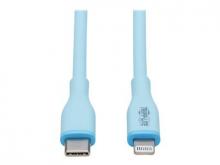 Eaton Tripp Lite Series Safe-IT USB-C to Lightning Sync/Charge Antibacterial Cable, Ultra Flexible, MFi Certified - USB 2.0 (M/M), Light Blue, 3 ft. (0.91 m) - Lightning-Kabel - 24 pin USB-C männlich zu Lightning männlich - 91 cm - Hellblau - passiv,