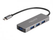 Delock 4 Port USB 3.2 Gen 1 Hub mit USB Type-C Anschluss  USB Typ-A Buchsen seitlich
