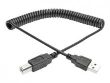 Eaton Tripp Lite Series USB 2.0 A to B Coiled Cable (M/M), 10 ft. (3.05 m) - USB-Kabel - USB (M) zu USB Typ B (M) - USB 2.0 - 3.1 m - gewickelt, geformt - Schwarz