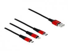 Delock USB Ladekabel 3 in 1 für Lightning" / Micro USB / USB Type-C" 1 m